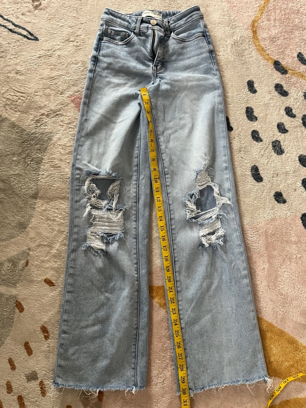 BKE Light Blue Ripped Wide Leg Jeans